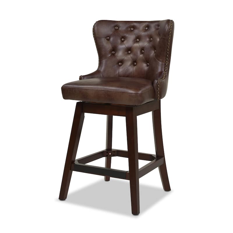 Holmes 27" Tufted Swivel Faux Leather Counter Stool