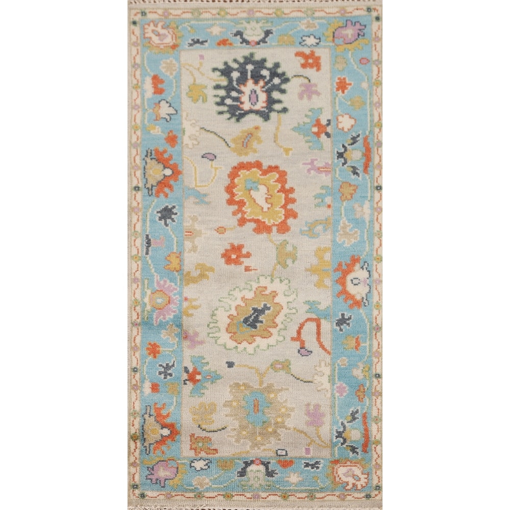 Floral Oushak Oriental Accent Rug Handmade Wool Carpet - 2'7" x 5'11"