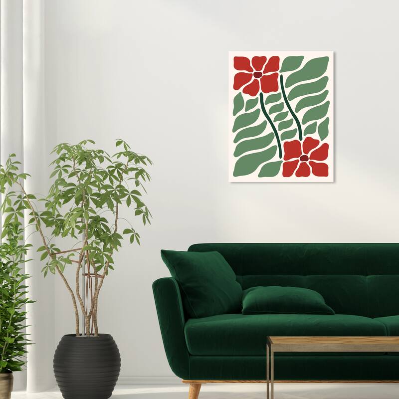 Wynwood Studio Canvas Holiday and Seasonal Christmas Flowers I Red Modern & Contemporary Wall Art Canvas Print - 20 x 24