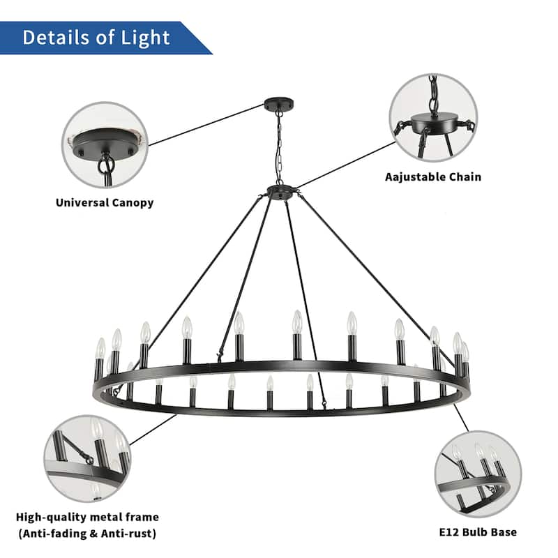 24 - Light Wagon Wheel Chandelier - N/A
