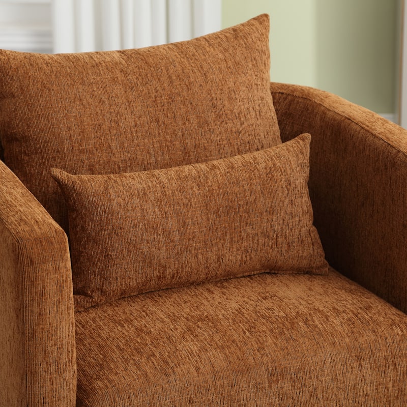 GDFStudio - Harper Chenille Swivel Barrel Chair with Sturdy Metal Base and Ergonomic Design
