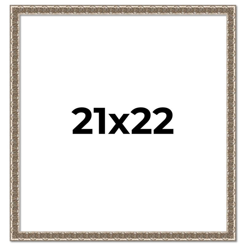 21x22 Frame Silver Versailles Ornate Solid Wood Picture Frame | 1 Inch