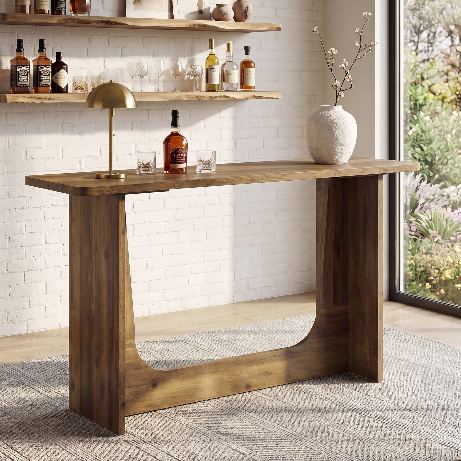 63'' Rustic Bar Table for Kitchen, Home Bar, Bistro