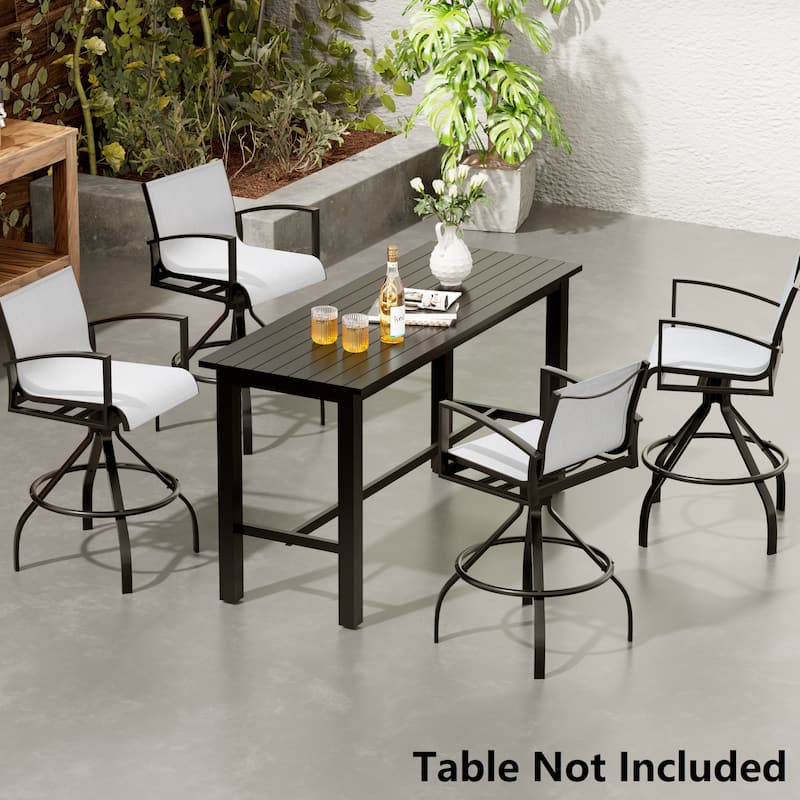 Pellebant 2/4-Piece Patio Swivel Aluminum Bar Stools Sunbrella Textilene