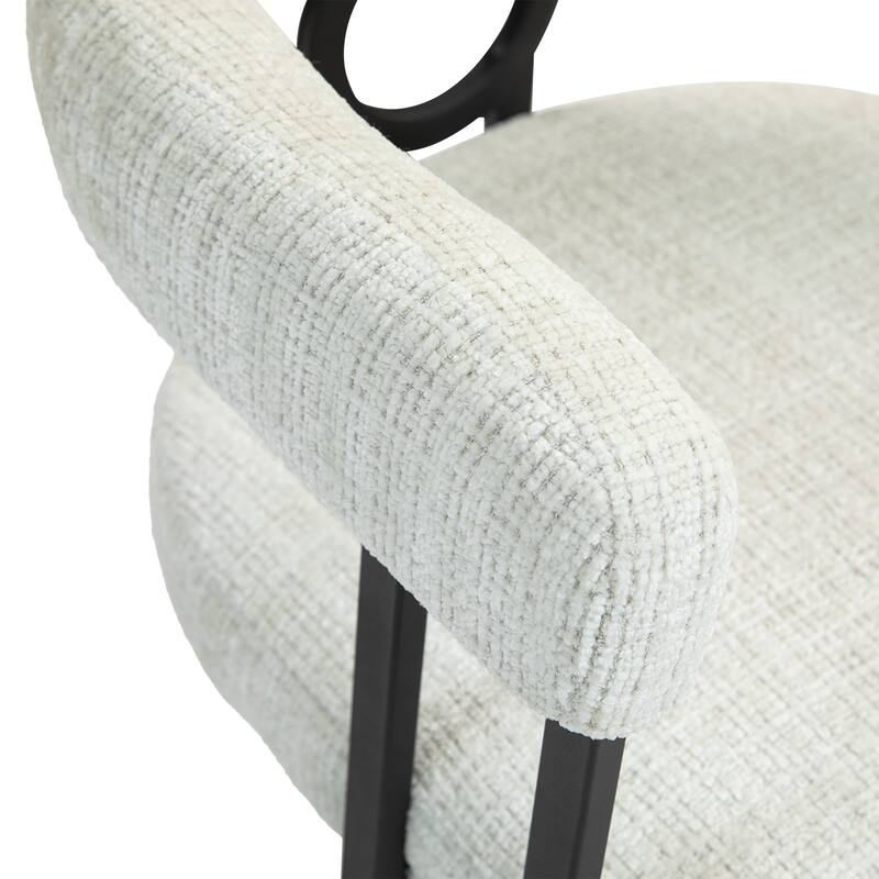 Contemporary Chenille Fabric Upholstered Accent/Dining Chair/Barrel Side Chairs Kitchen Armchair for Living Room set of 1