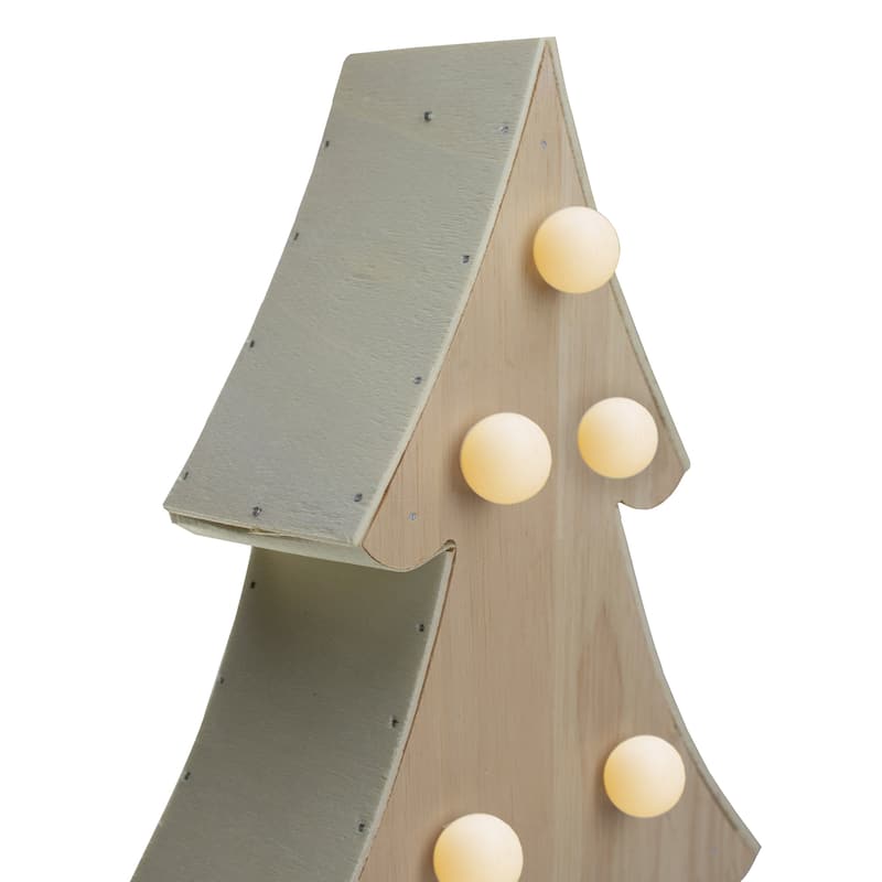 15" Lighted 3D Wooden Christmas Tree Tabletop Decor