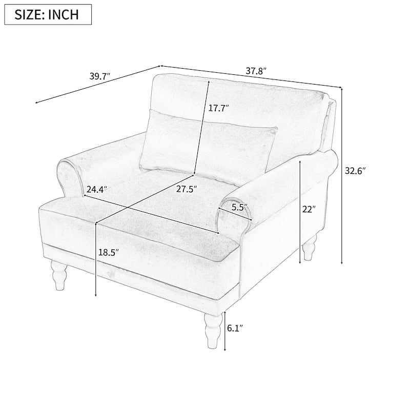 37.8" Velvet Accent Chair