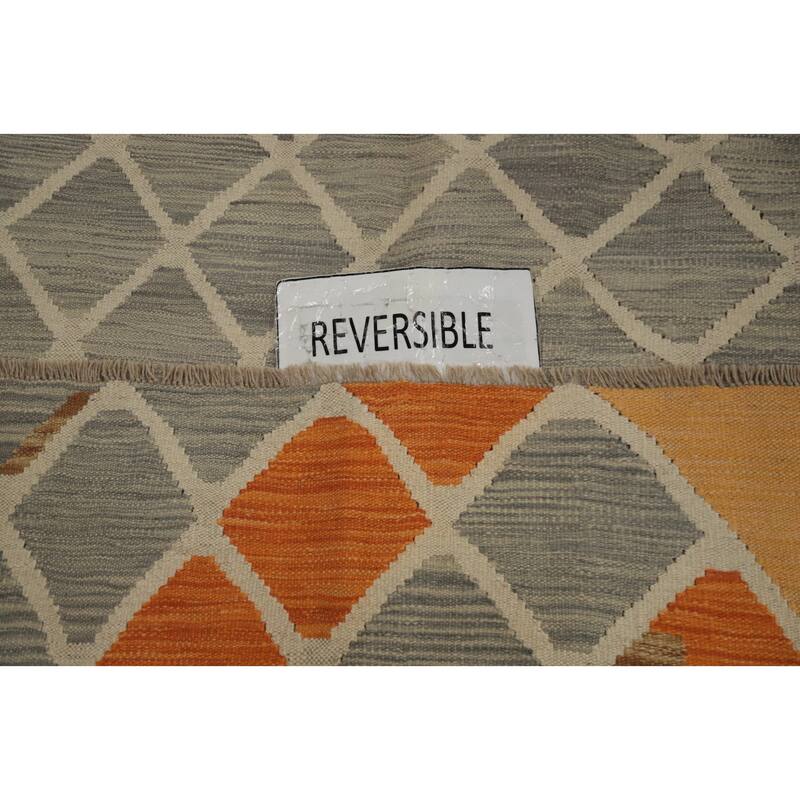 Hand Woven Oriental 100% Wool Carpet Southwestern Modern Greys & Charcoal Kilim Area Rug - 6' 6'' X 4' 9''