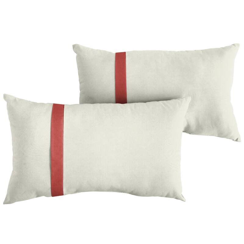 Sorra Home Sunbrella Outdoor Single Large Flange Pillow Set of 2 - Sunbrella - Canvas Natural/Canvas Henna - 14 in H x 24 in W x 6 in D