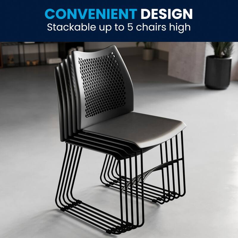661 lb. Capacity Stack Chair with Air-Vent Back and Powder Coated Sled Base
