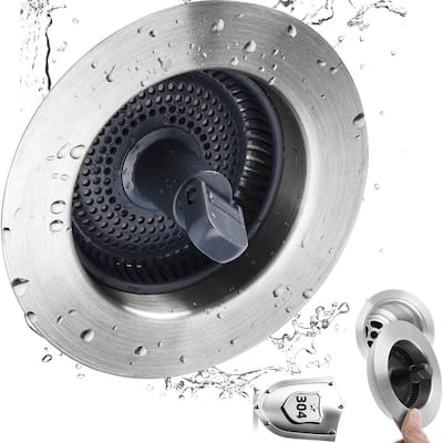 3-in-1 Kitchen Sink Strainer and Stopper Combo for Standard 3-1/2" Drain