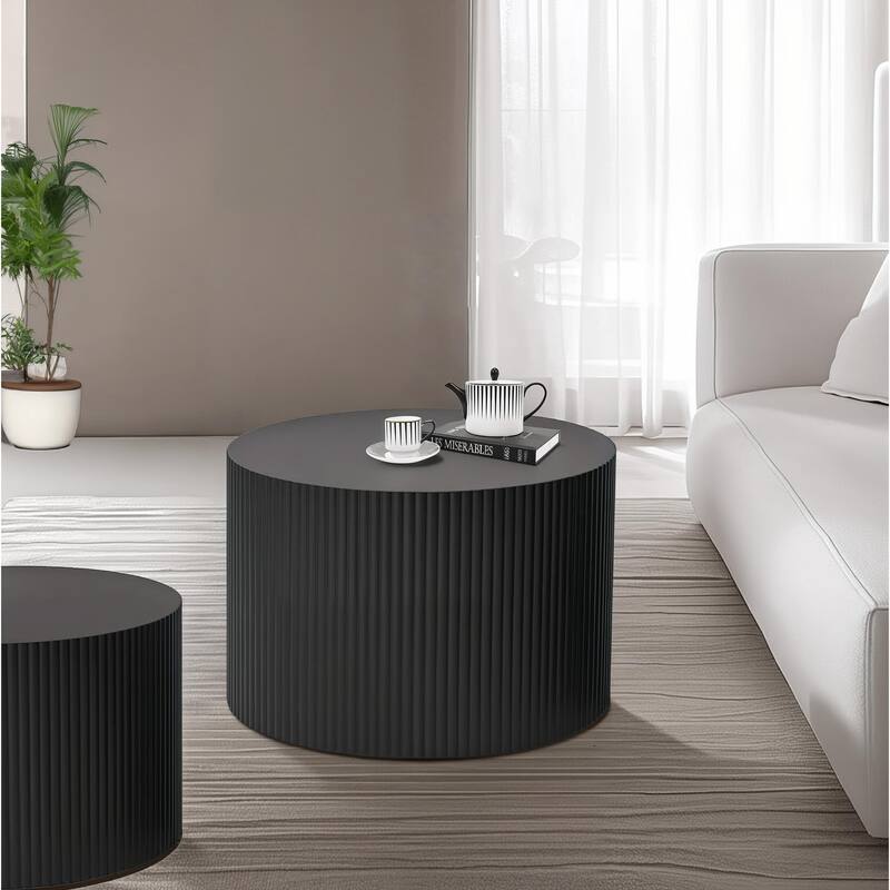 35.83" Stylish and Minimalist Modern Wave Stripe Round Coffee Table.
