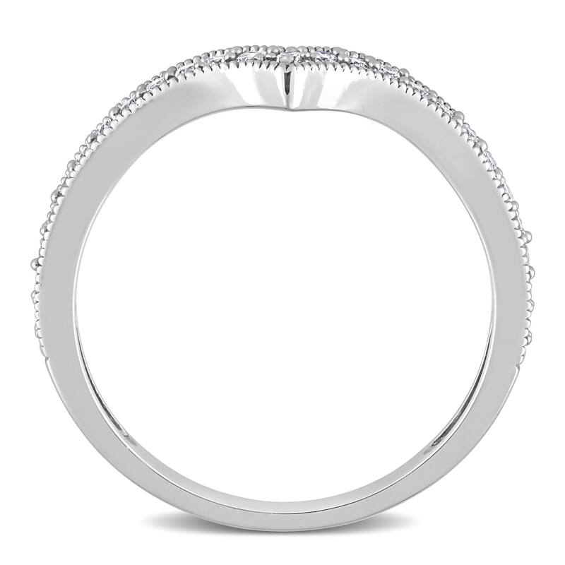 Miadora 1/4ct TDW Diamond Contour Stackable Semi-Eternity Wedding Band Ring in 10k White Gold