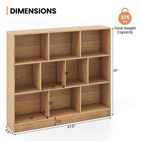 dimension image slide 0 of 2, 41 inches Wooden Toy Storage Organizer with 10 Cubes for Kids - 47.5" x 9.5" x 41" (L x W x H)