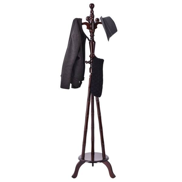 Shop Costway 73 Free Standing Solid Wood Coat Hat Purse Hanger