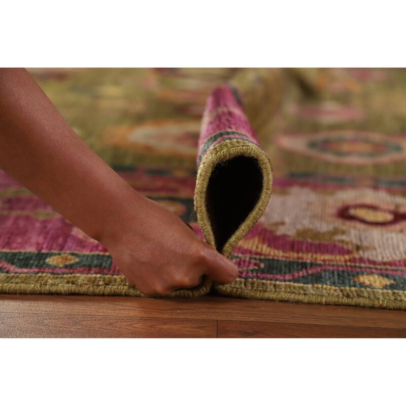 Hand Knotted Oriental 100% Wool Carpet Transitional All-Over Green Oushak Area Rug - 10' 2'' X 8' 3''