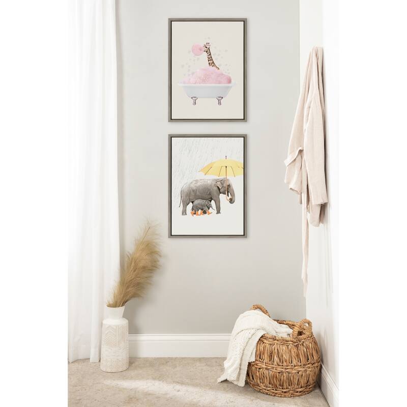 Kate and Laurel Sylvie Under the Rain Framed Canvas by July Art Prints