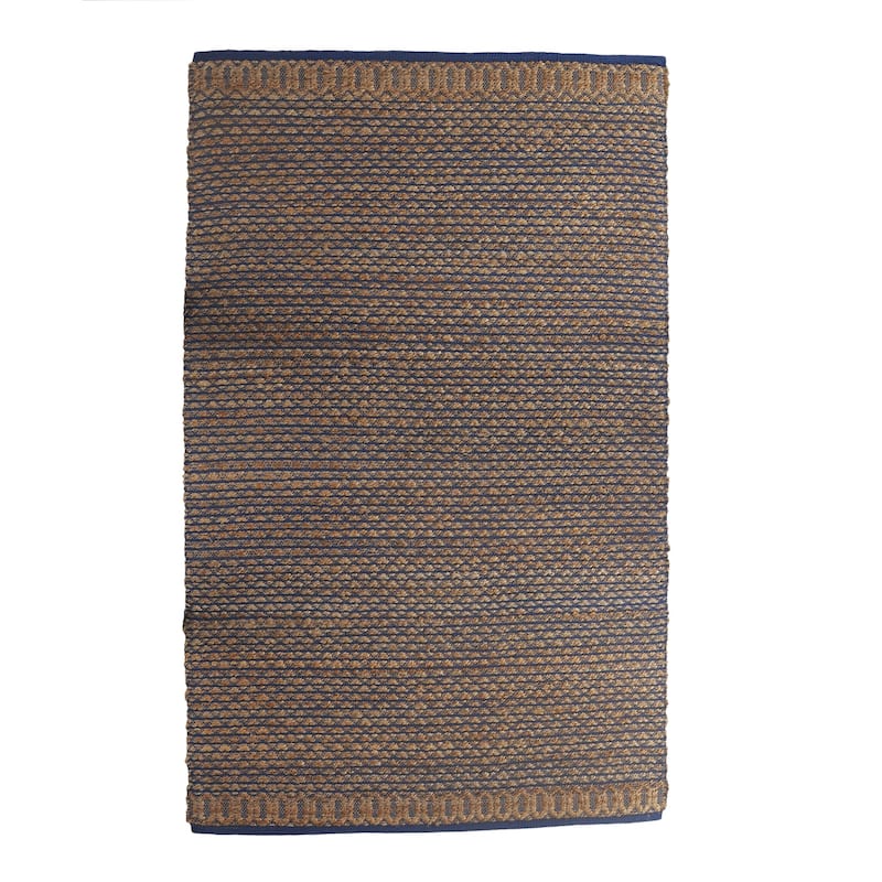 Sevita Organic Jute Geometric Area Rug, Tan and Blue