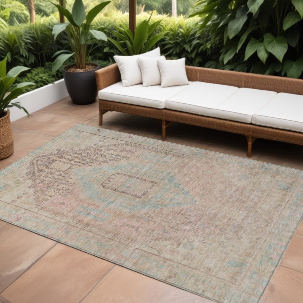 HomeRoots Oriental Traditional Rectangle Outdoor Rug