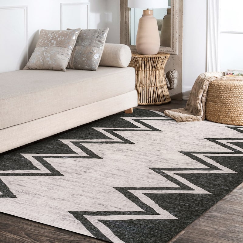 JONATHAN Y Modern Bohemian Medallion Textured Weave Machine Washable Area Rug