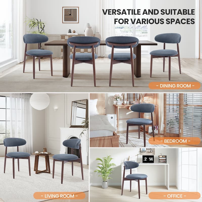 Modern Fabric Upholstered Kitchen Side Chairs, Farmhouse Dining Room Chair with Foot Pegs