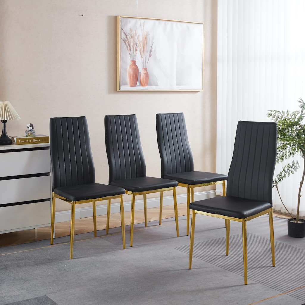 chair set of 4,GOLDEN COLOR LEG,BLACK SEAT