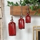 preview thumbnail 25 of 23, Multi-Color Metal Tibetan Inspired Indoor Outdoor Decorative Cow Bells with Jute Hanging Rope (Set of 3) - Set of 3 - 10",8",6"H Red