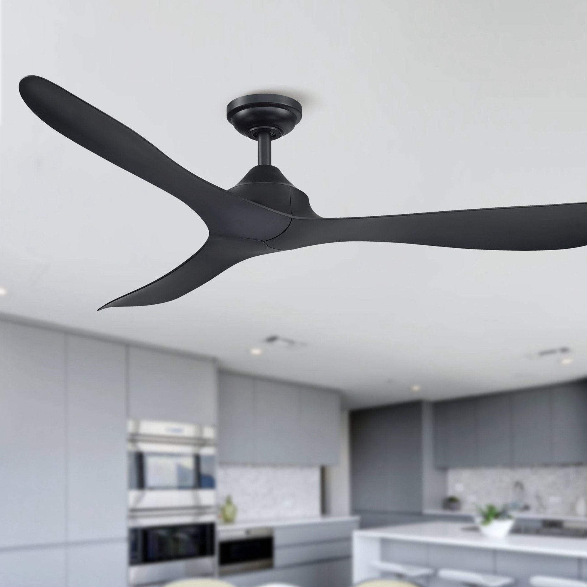 Parrot Uncle 56" Modern Black 3-Blade Propeller DC Ceiling Fan with Remote
