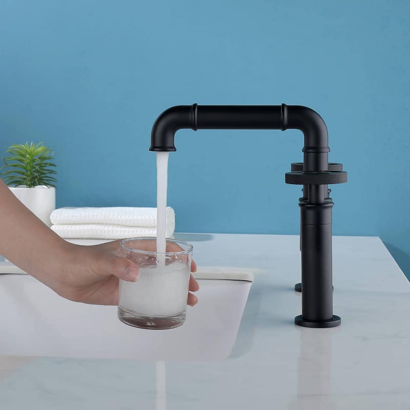 Double Handle Widespread Bathroom Faucet Matte Black Two Hole Bridge Sink Faucet For Kitchen Bathroom Basin Vanity Taps