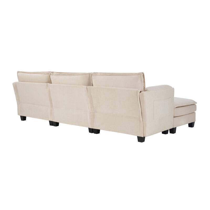 107-Inch L-Shaped Corner Sofa with Storage, Cotton-Linen Velvet 3-Seater for Living Room & Office