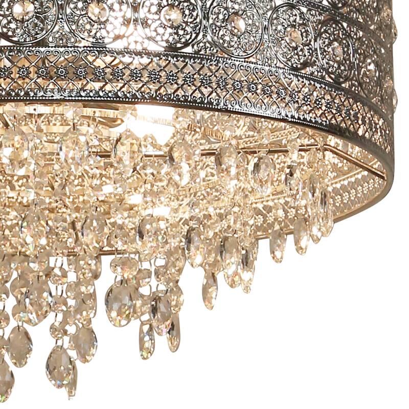 Silver Orchid Brielle Polished Nickel and Crystal 3-light Chandelier - 23.625"L x 23.625"W x 15"H