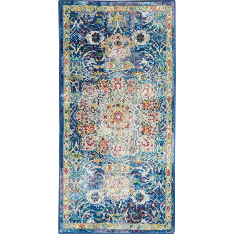 Power Loomed Distressed Floral Traditional Non Skid Area Rug - 48' X '24' X '0.5