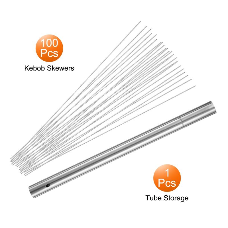 100pcs Kebob Skewers 40cm x 2.8cm Round Sticks with Tube Storage - 40cm x 2.8cm