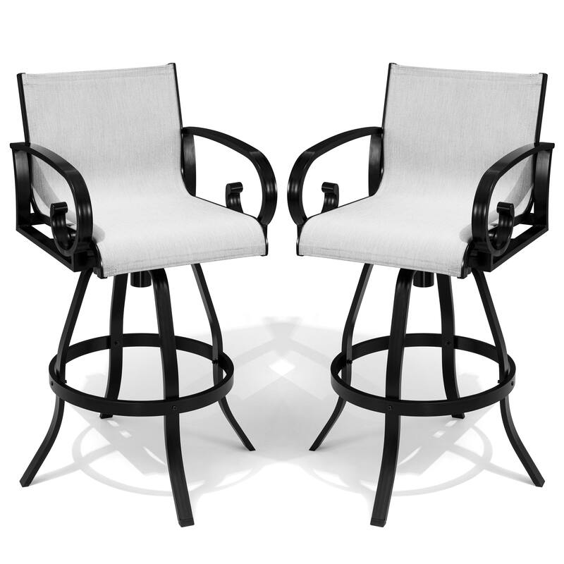 Outdoor Patio Sunbrella Fabric Swivel Aluminum Bar Stools