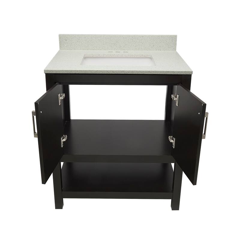 Taos 31" Bathroom Vanity with Cultured Marble Vanity Top Sink in White with White Basin