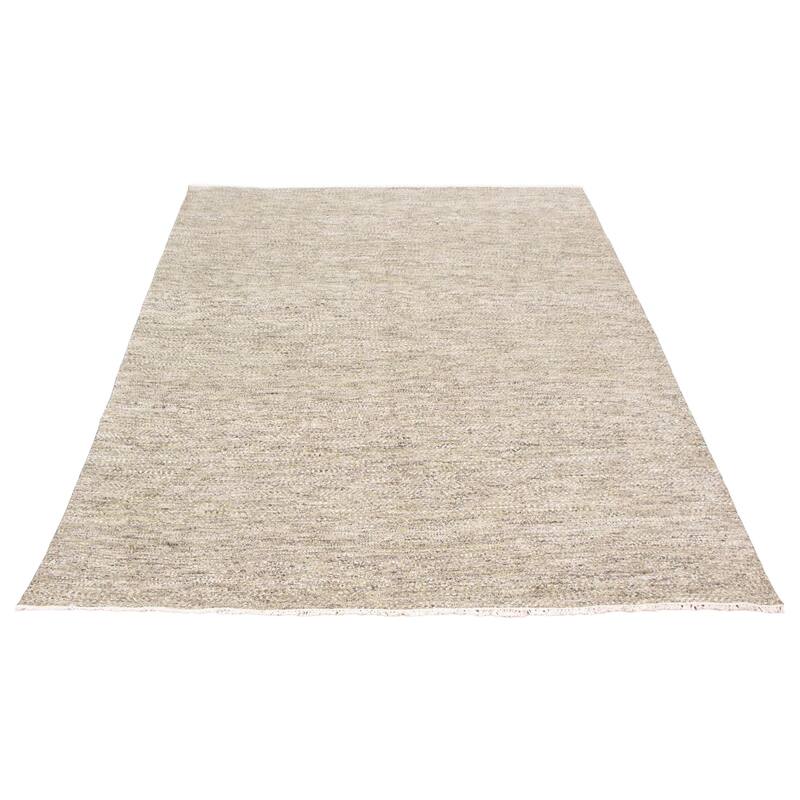 ECARPETGALLERY Hand-knotted Silk Shadow Light Green Wool Rug - 7'11 x 10'5