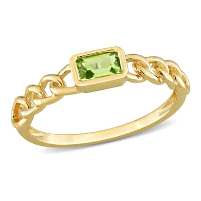 Miadora 1/3ct TGW Octagon-cut Peridot Interlocking Design Ring in 14k Yellow Gold