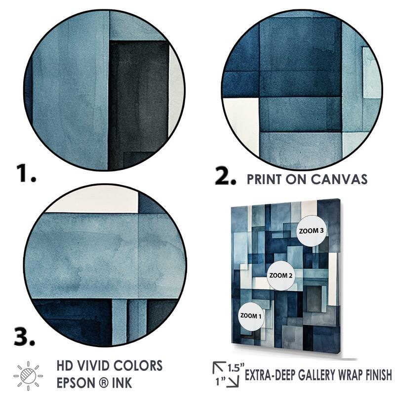 Designart "Indigo Illusion Abstract Shapes II" Abstract Shapes Wall Art