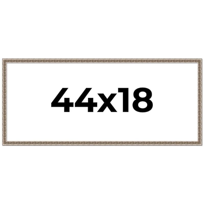 44x18 Frame Silver Versailles Ornate Solid Wood Picture Frame | 1 Inch