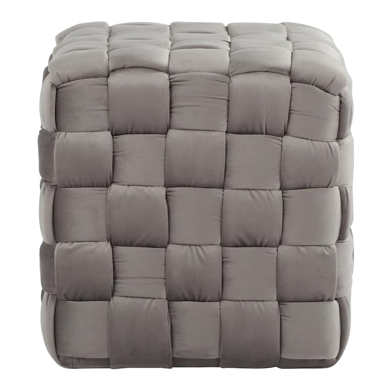 Silver Orchid Camilla Braided Square 16" Ottoman - Dark Grey