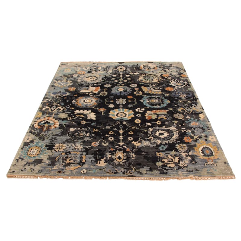 ECARPETGALLERY Hand-knotted Modern Oushak Dark Navy Wool Rug - 8'3 x 9'10