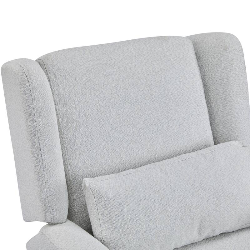 Boucle Fabric Power Recliner Chair, Swivel Armchair with Adjustable Backrest, Modern Swivel Recliner with Thick Cushion