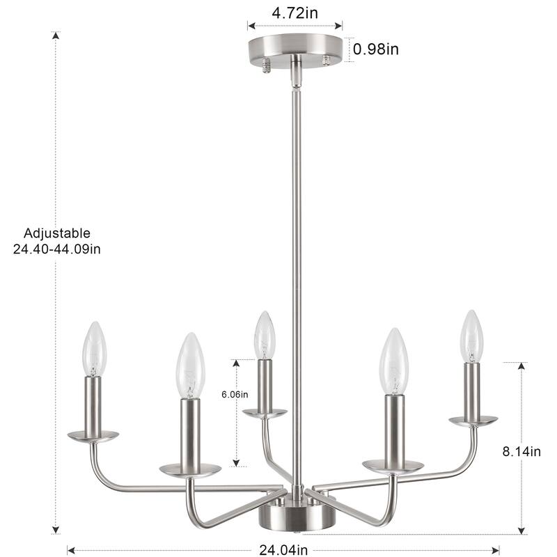 5-Light 24.04 in. Classic Chandelier for Kitchen Living Room