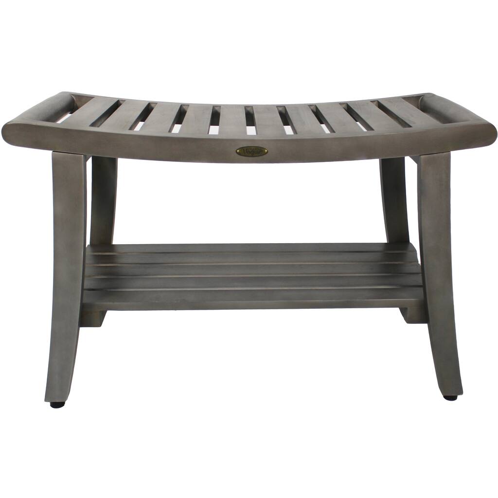 CoastalVogue Harmony Antique Gray 30" Teak Shower Bench, LiftAide Arms