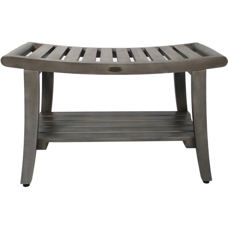 CoastalVogue Harmony Antique Gray 30" Teak Shower Bench, LiftAide Arms