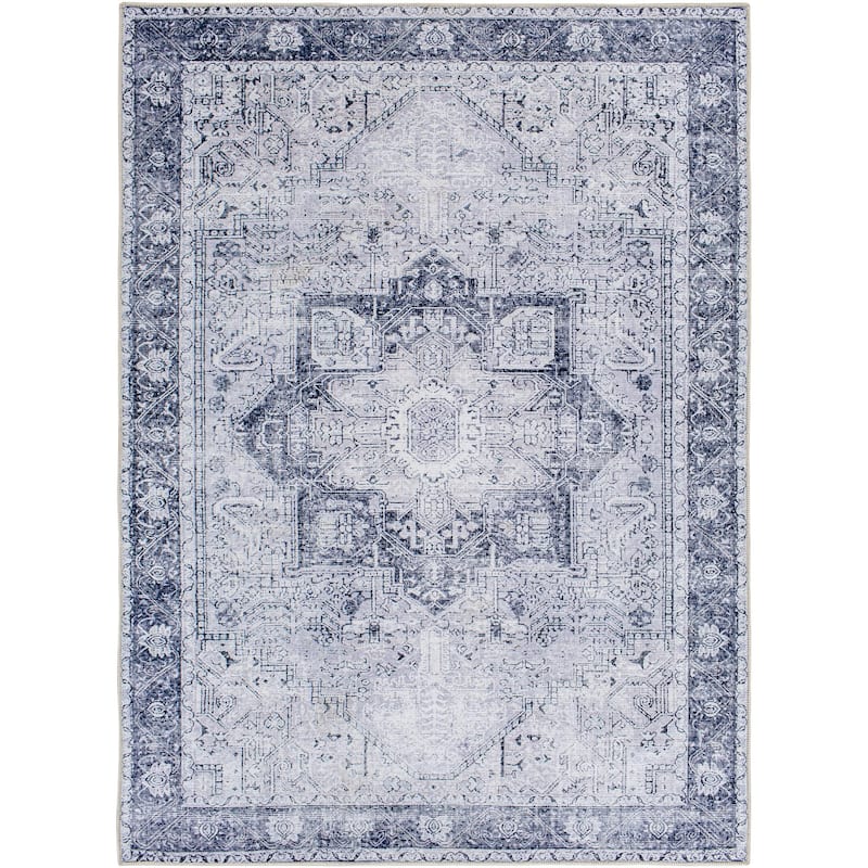 Livabliss Amelie Vintage Medallion Machine Washable Area Rug