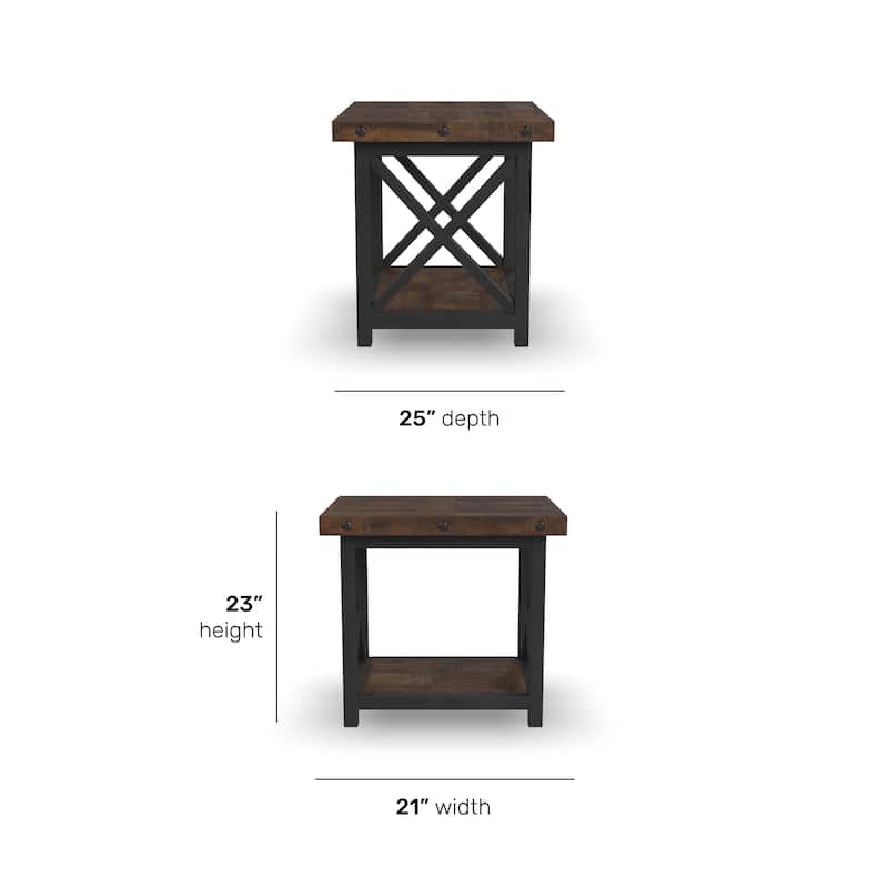 Homestyles Carpenter Brown Solid Acacia Wood End Table