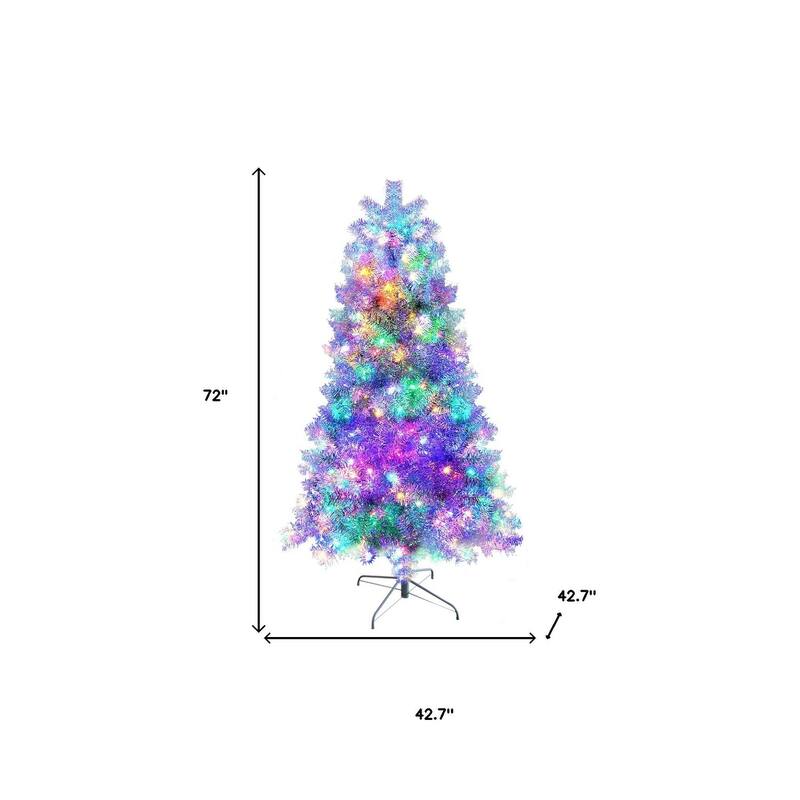 HomeRoots 6' Silver Pre Lit Full Tinsel Christmas Tree - 42.70 in. x 72.00 in. x 42.70 in.