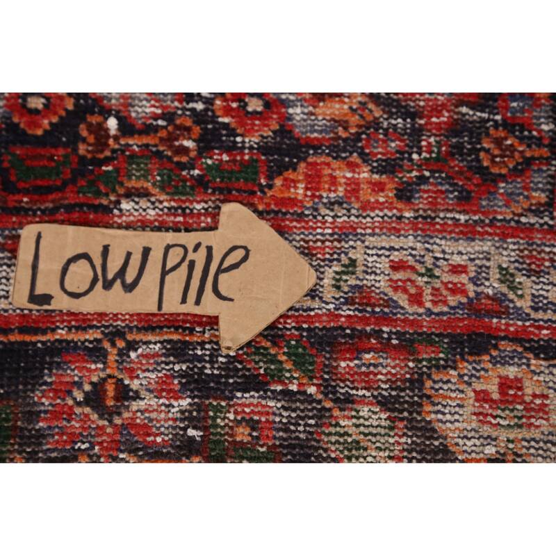 Hand Knotted Oriental 100% Wool Carpet Traditional Geometric Navy Blue & Blues Mahal Area Rug - 7' 1'' X 3' 8''