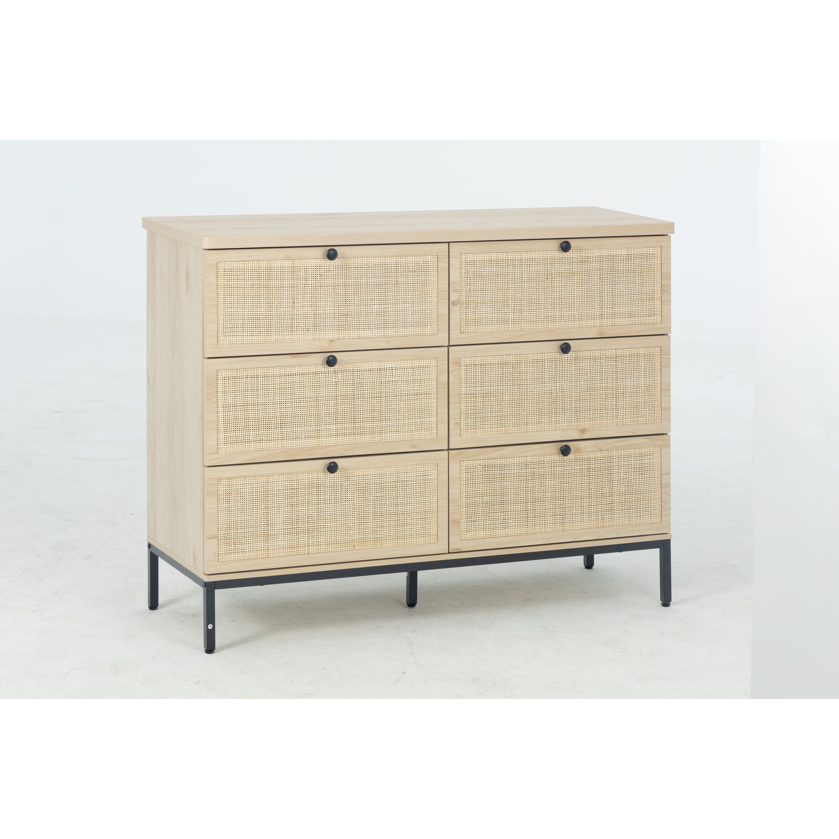 Contemporary White Laminate 6Drawer Dresser for Bedroom Storage with
